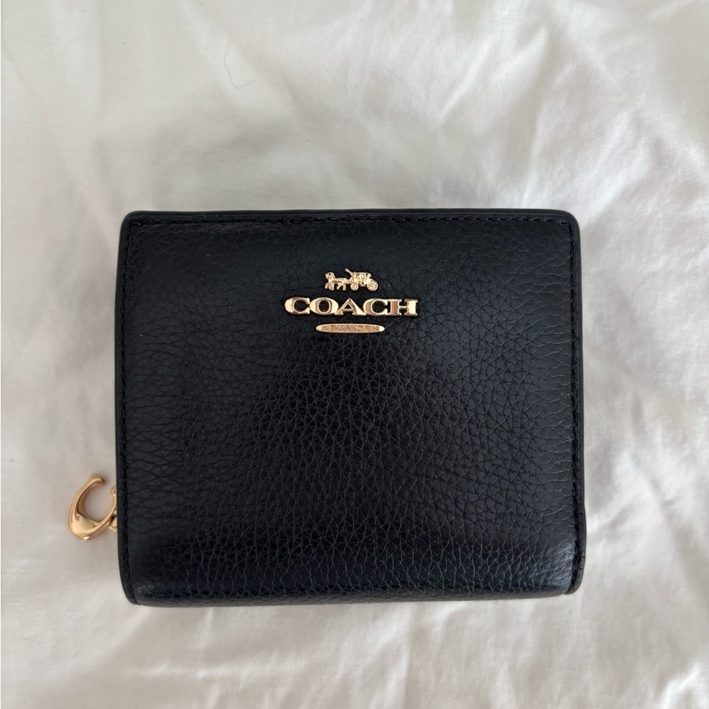 Coach Black Trifold Leather Wallet